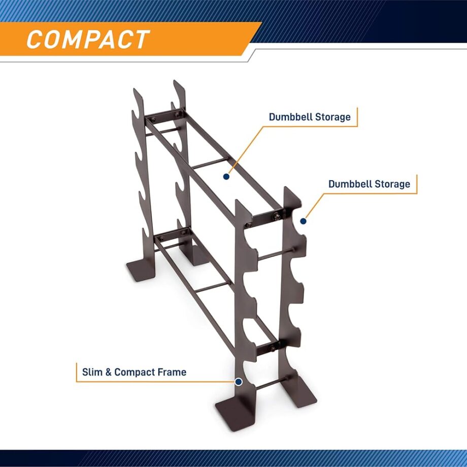 Marcy Compact Dumbbell Rack Free Weight Stand for Home Gym DBR-56 , Black, 20.50 x 8.50 x 27.00 inches