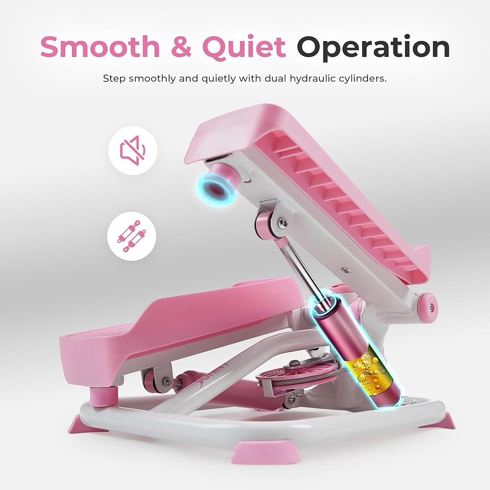 Sunny Health & Fitness Total Body 2-in-1 Stepper Machine, Total Body Workout, Adjustable Hydraulic, Resistance Bands, Non-Slip Pedals w Optional Free SunnyFit App Enhanced Bluetooth Connectivity