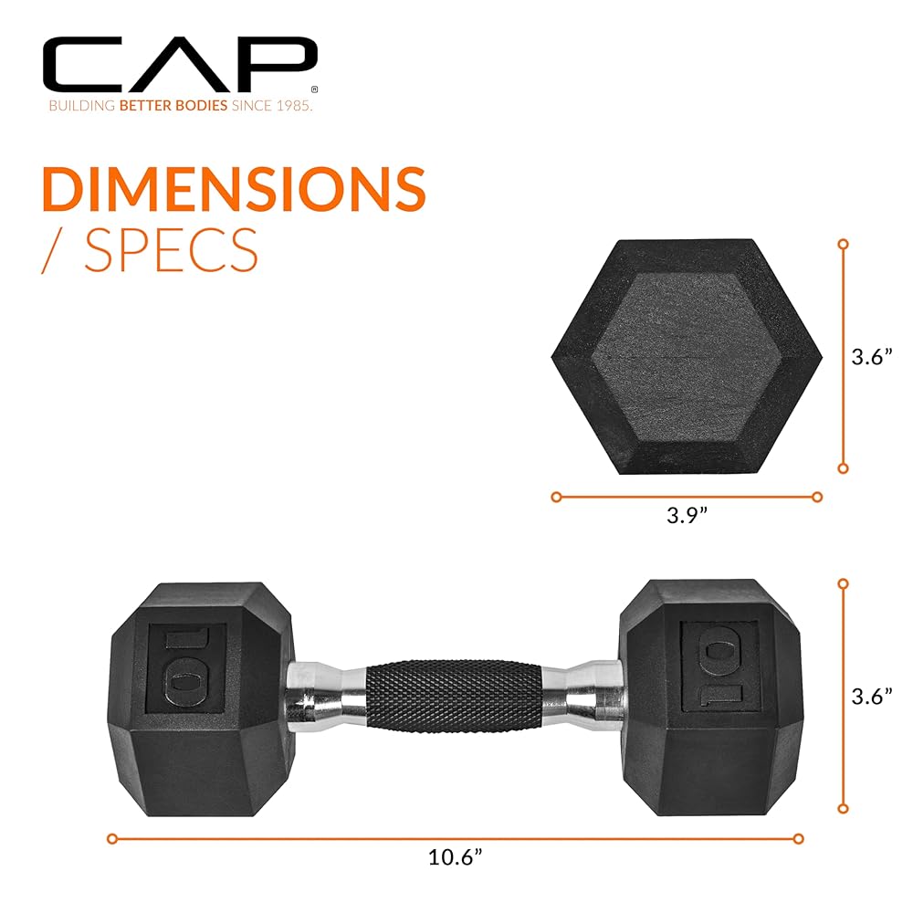 CAP Barbell 50 lbs Coated Dumbbell Set with Comfort handle, 10LBx2, 15lbx2