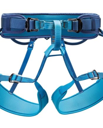 PETZL CORAX Comfortable and fully adjustable harness for gym and outdoor climbing, dual buckle waist, 2, navy blue