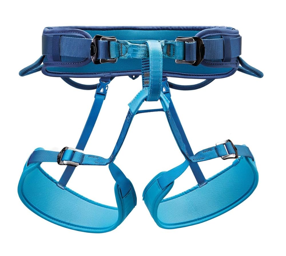 PETZL CORAX Comfortable and fully adjustable harness for gym and outdoor climbing, dual buckle waist, 2, navy blue