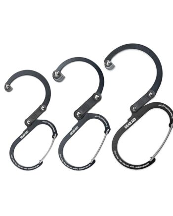 GEAR AID HEROCLIP Carabiner Gear Clip and Hook (Large, Medium, Small) for Camping, Backpack, Suitcases, Purse and Garage Organization, Stealth Black, Variety Size 3 Pack