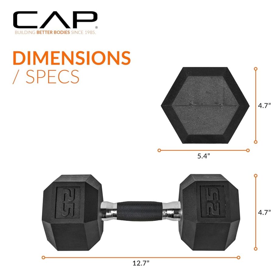 CAP Barbell 25 LB Coated Hex Dumbbell Weight Pair with Padded Grip