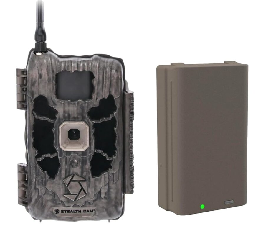 Stealth Cam Deceptor NO GLO 80ft Detection & IR Range 40MP Photo 1440P HD Video Capture Hunting Cellular Trail Camera and FieldMax Lithium Rechargeable Battery Cartridge - Dual Network