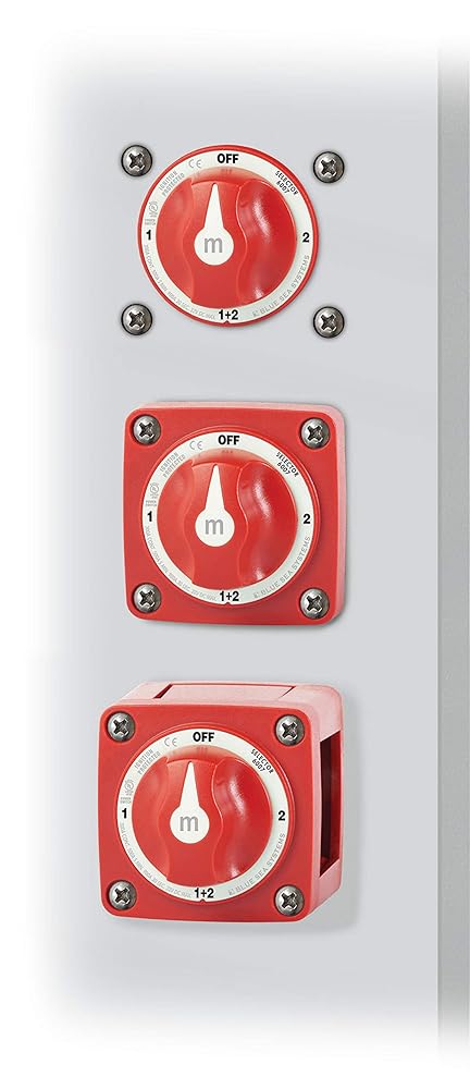 Blue Sea Systems 6007 m-Series Battery Switch 4 Position Mini Selector Switch, Red