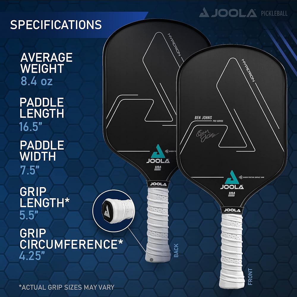 JOOLA Ben Johns Hyperion Pickleball Paddle - USAPA Approved with Sweet Spot, Max Spin, Elongated Handle, Custom Cover