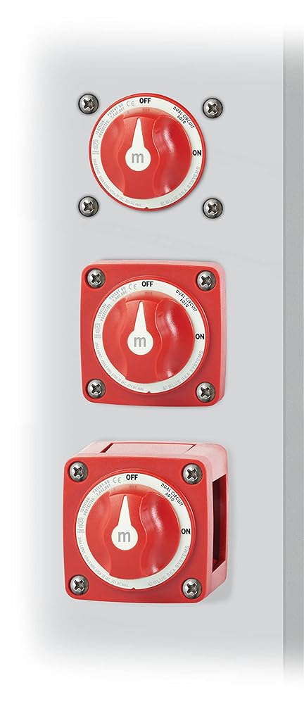Blue Sea Systems 6010 m-Series Mini Battery Switch, 300A, 32V DC Dual Circuit, Red