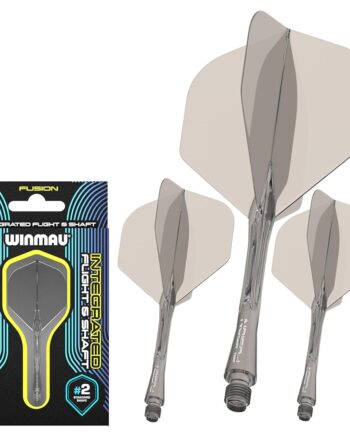 Winmau Darts Fusion Integrated Flight & Shaft System - No.2 Shape & Design - Grey Colour, Short Length