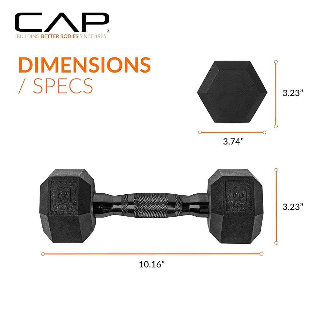 CAP Barbell 8 LB Coated Hex Dumbbell Pair with Black Handle