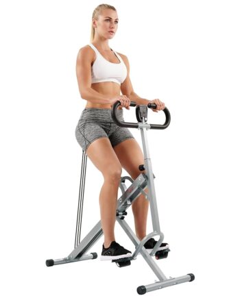 Sunny Health & Fitness Smart Upright Row-N-Ride Exerciser, Squat Assist Trainer for Glutes Workout with Adjustable Resistance, Easy Setup & Foldable, Glute & Leg Exercise Machine- NO. 077S