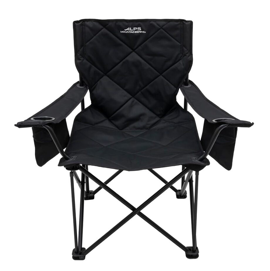 ALPS Mountaineering King Kong Camping Chairs for Adults with Mesh Cup Holders and Pockets, Built Durable and Reliable with Compact Foldable Steel Frame, Black