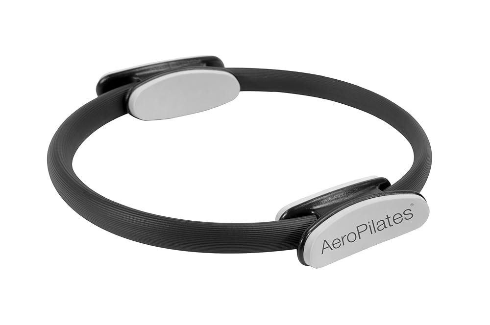 AeroPilates Magic Circle Pilates Ring with Workout DVD for Mat & Reformer Workouts - Fitness Ring Pilates Circle w/Padded Foam Grips - Arms, Chest and Inner Thigh Exercise Equipment