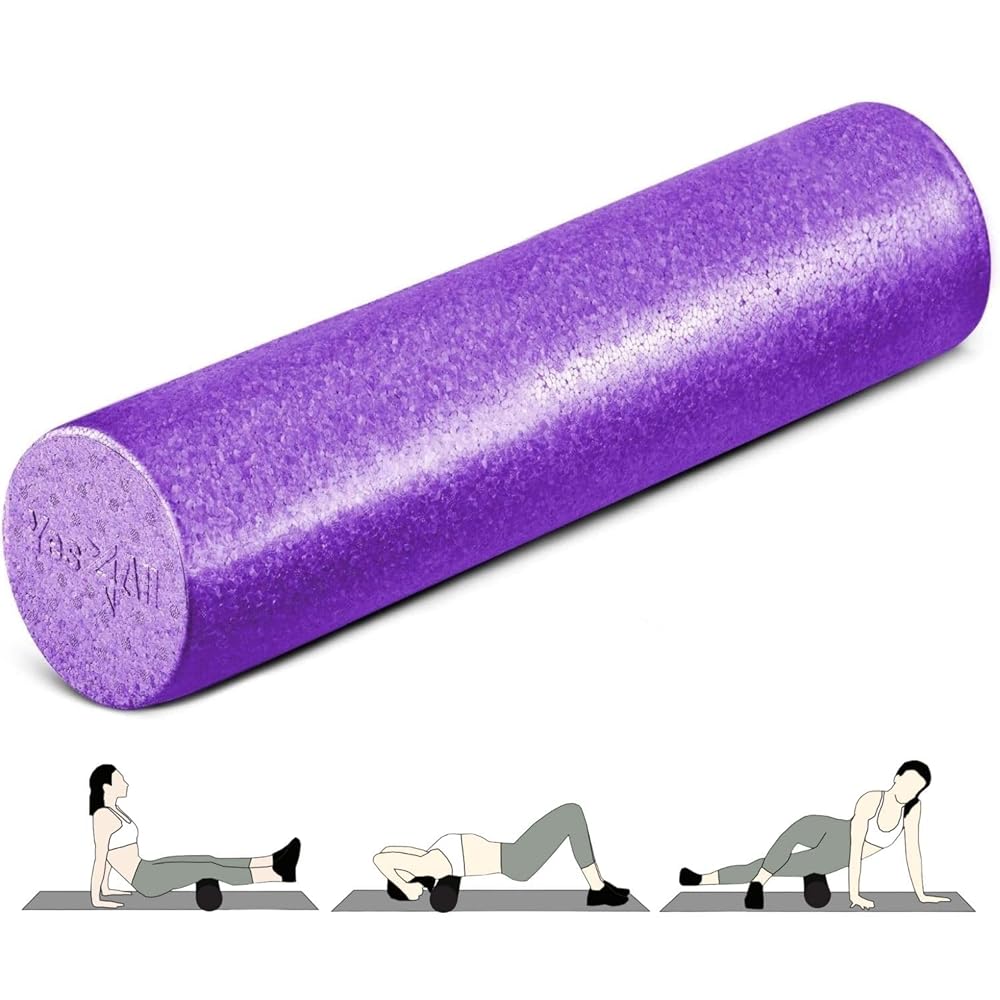 Yes4All High Density Foam Roller for Back, Variety of Sizes & Colors for Yoga, Pilates - Purple - 24 Inches