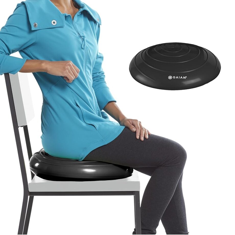 Gaiam Balance Disc Wobble Cushion Stability Core Trainer For Home Or Office Desk Chair and Kids Alternative Classroom Sensory Wiggle Seat - Black