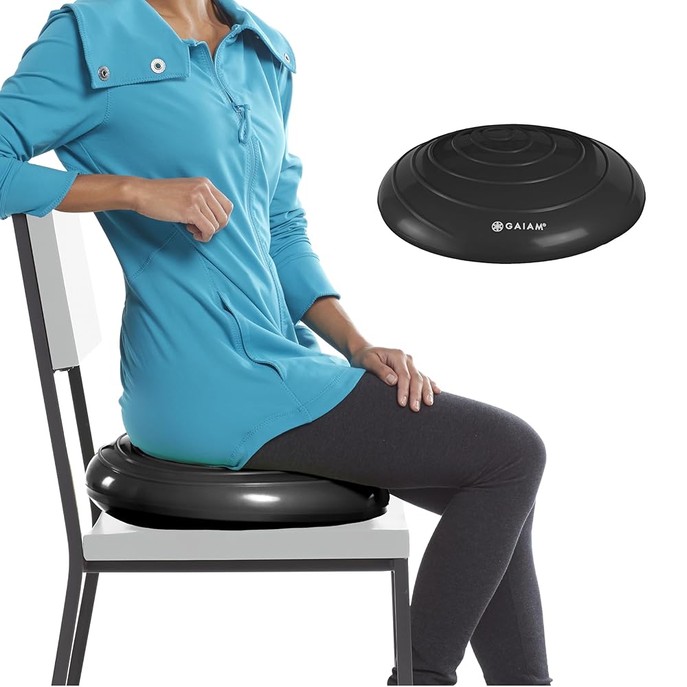 Gaiam Balance Disc Wobble Cushion Stability Core Trainer For Home Or Office Desk Chair and Kids Alternative Classroom Sensory Wiggle Seat - Black