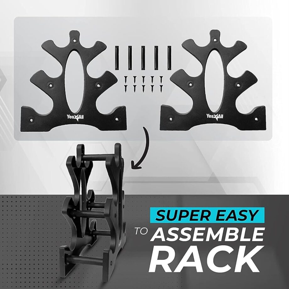 Yes4All 3-Tier Dumbbell Weight Rack Only, Compact Weight Stand for 1-8 LBS Dumbbells, Space-Saving Design for Home & Gym, Portable, & Easy to Assemble