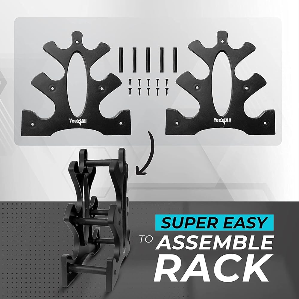 Yes4All 3-Tier Dumbbell Weight Rack Only, Compact Weight Stand for 1-8 LBS Dumbbells, Space-Saving Design for Home & Gym, Portable, & Easy to Assemble