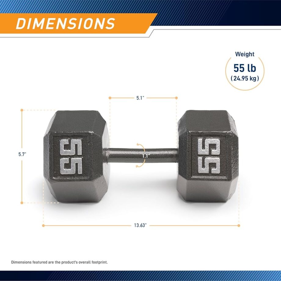 Marcy 55lb Cast Iron Hex Dumbbell, Single, IV-2055