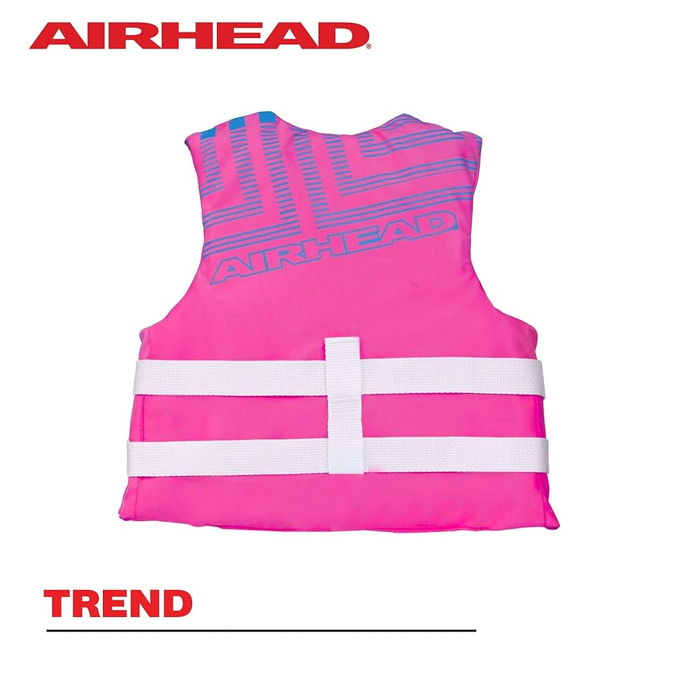 Airhead Youth Trend Life Jacket, Coast Guard Approved, Hot Pink/Sky Blue