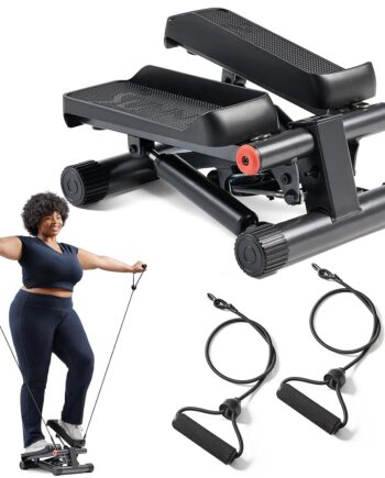 Sunny Health & Fitness Mini Steppers for Exercise at Home, Stair Step Workout Machine with Optional Resistance Bands, Full Body Cardio Equipment, Optional Free SunnyFit App Connection Smart Stepper
