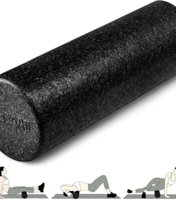 Yes4All High Density Foam Roller for Back, Variety of Sizes & Colors for Yoga, Pilates - Black - 18 Inches