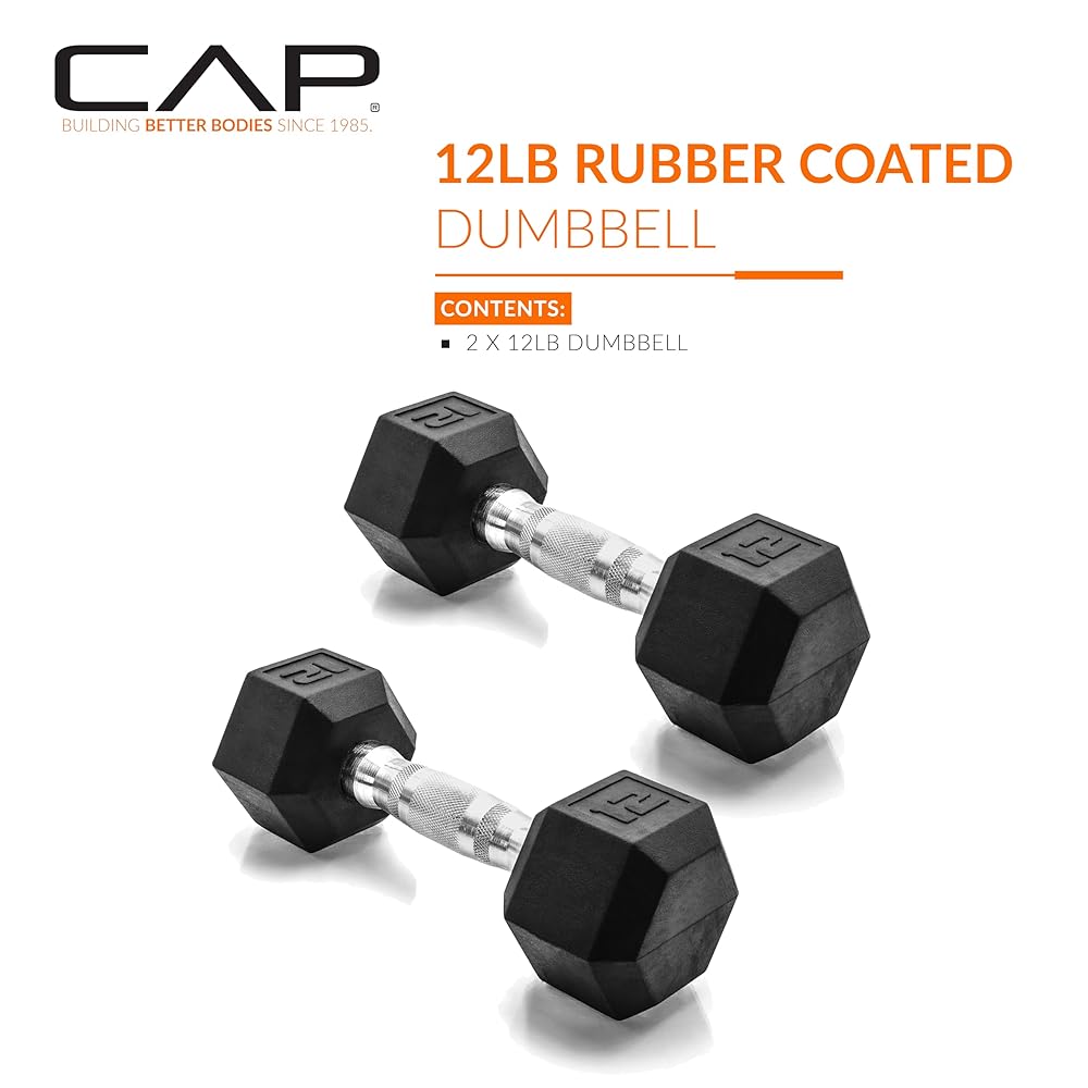CAP Barbell 12 LB Pair Coated Hex Dumbbell Weight