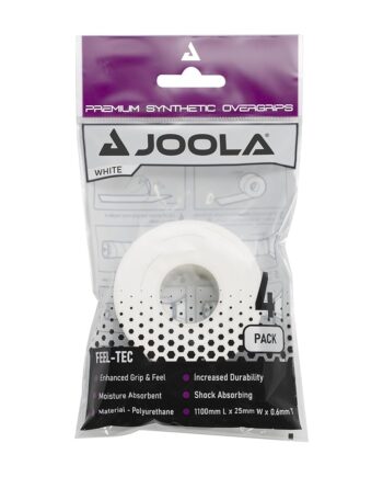 JOOLA Pickleball Overgrip - Tacky Feel Premium Synthetic Overgrips - Set of 4 - Pickleball Grip Tape for Any Brand Racket - Anti Slip Pickleball Tape Fits Elongated, Standard & Skinny Handles,White