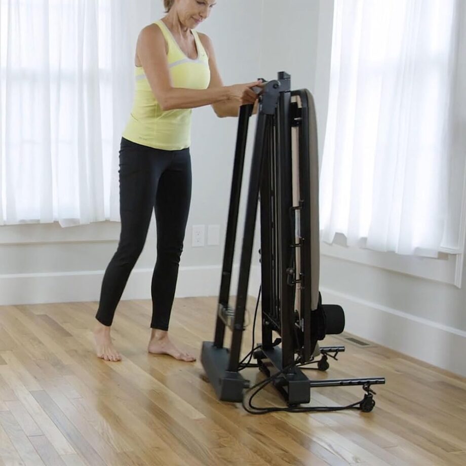 AeroPilates Reformer - Pilates Reformer Workout Machine for Home Gym - Cardio Fitness Rebounder- Up to 300 lbs Weight Capacity, Gray
