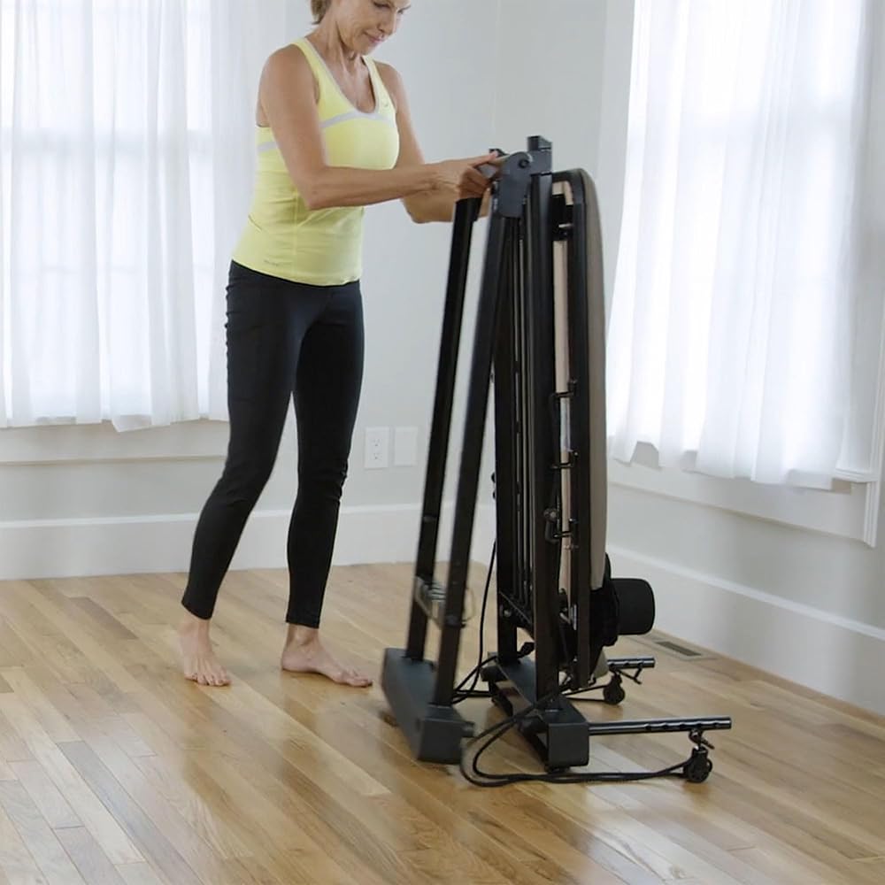 AeroPilates Reformer - Pilates Reformer Workout Machine for Home Gym - Cardio Fitness Rebounder- Up to 300 lbs Weight Capacity, Gray