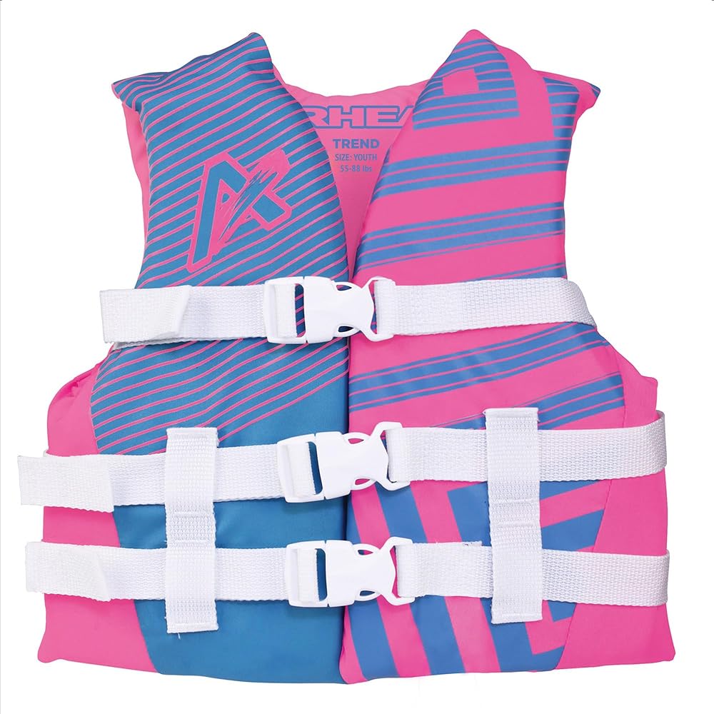 Airhead Youth Trend Life Jacket, Coast Guard Approved, Hot Pink/Sky Blue