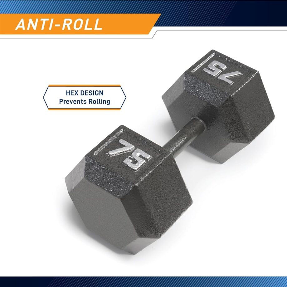 Marcy 75lb Cast Iron Hex Dumbbell, Single, IV-2075