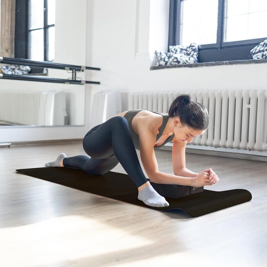 BalanceFrom 7-Piece Yoga Set with 71x24x0.5 Inches Extra Thick Mat and Carrying Sling – Includes 2 Blocks, Stretch Strap, 2 Towels, and Knee Pad for Home, Studio, and Gym Workouts