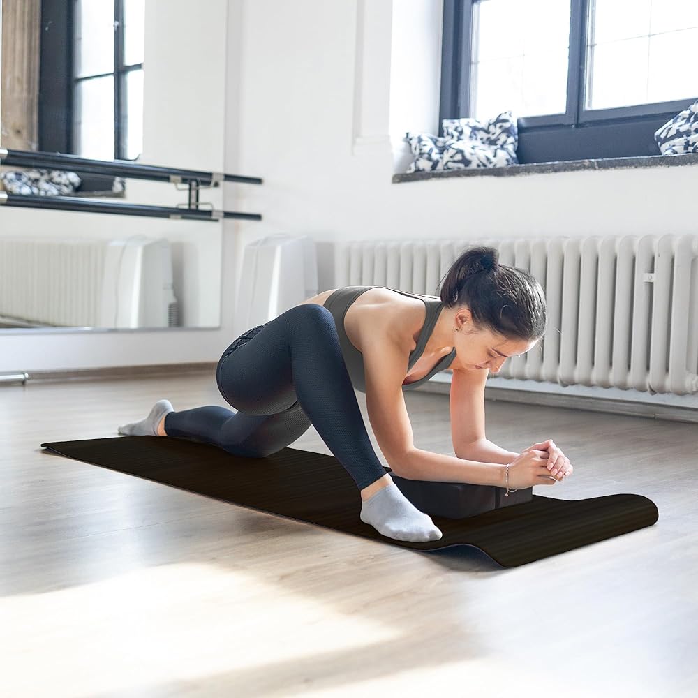 BalanceFrom 7-Piece Yoga Set with 71x24x0.5 Inches Extra Thick Mat and Carrying Sling – Includes 2 Blocks, Stretch Strap, 2 Towels, and Knee Pad for Home, Studio, and Gym Workouts