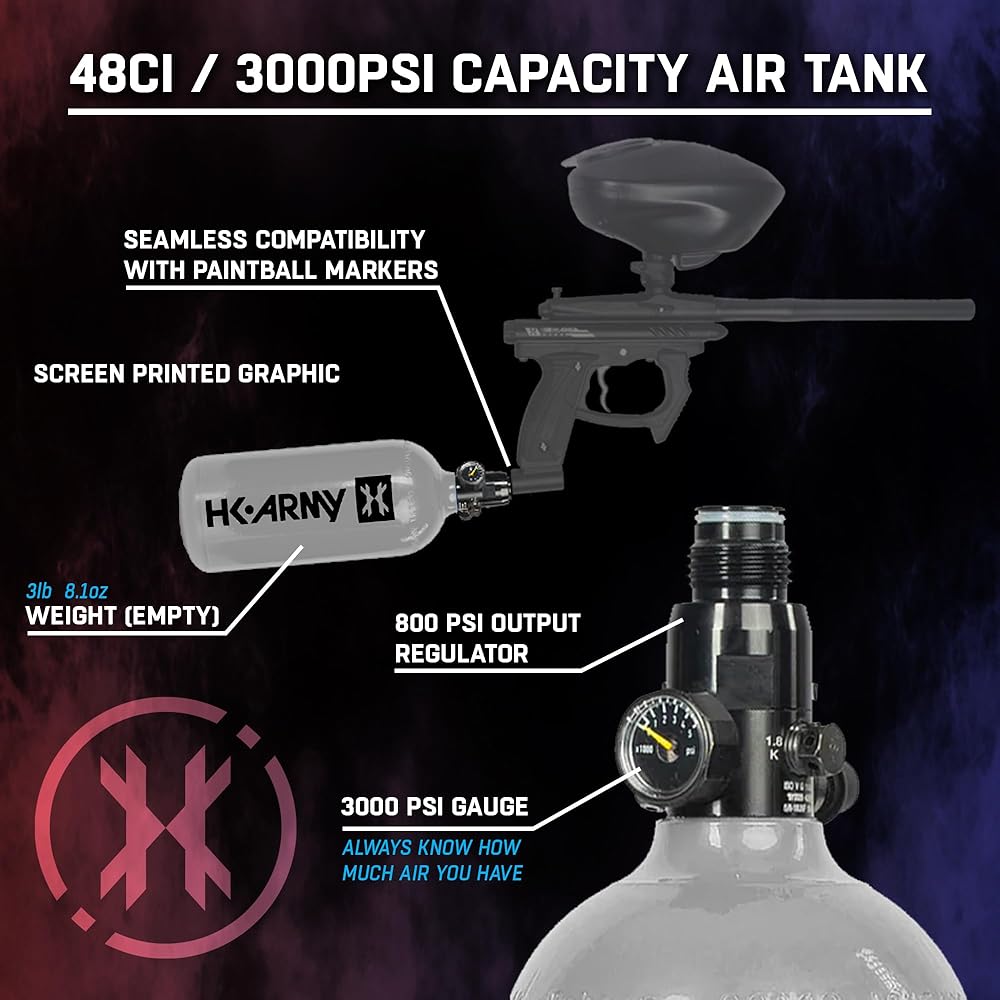 HK Army 48ci/3000psi Aluminum HPA Tank w/Neoprene Padded Cover - Gunmetal