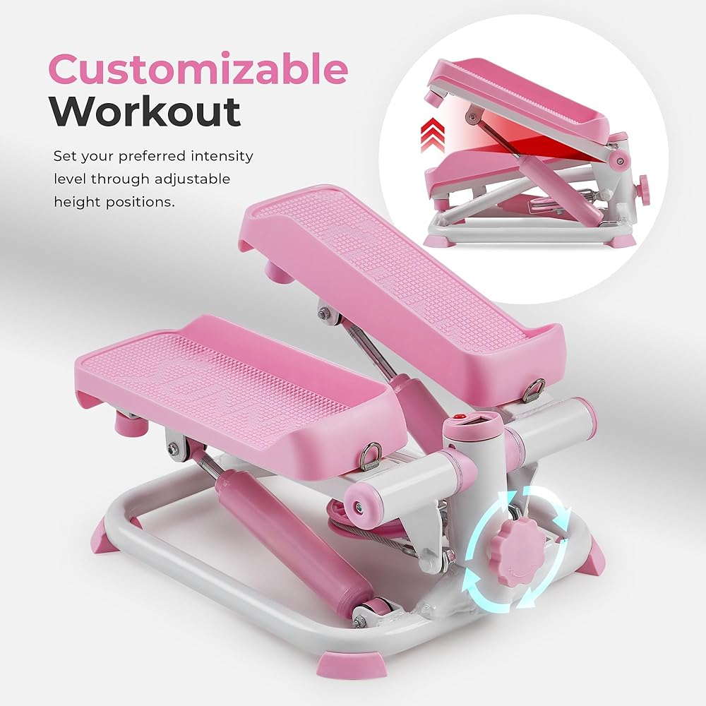 Sunny Health & Fitness Total Body 2-in-1 Stepper Machine, Total Body Workout, Adjustable Hydraulic, Resistance Bands, Non-Slip Pedals w Optional Free SunnyFit App Enhanced Bluetooth Connectivity