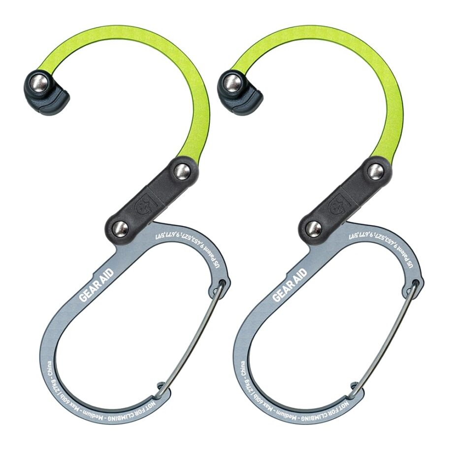 GEAR AID HEROCLIP Carabiner Gear Clip and Hook (Medium) for Camping, Backpack, and Garage Organization, Nav Green, 2 Pack