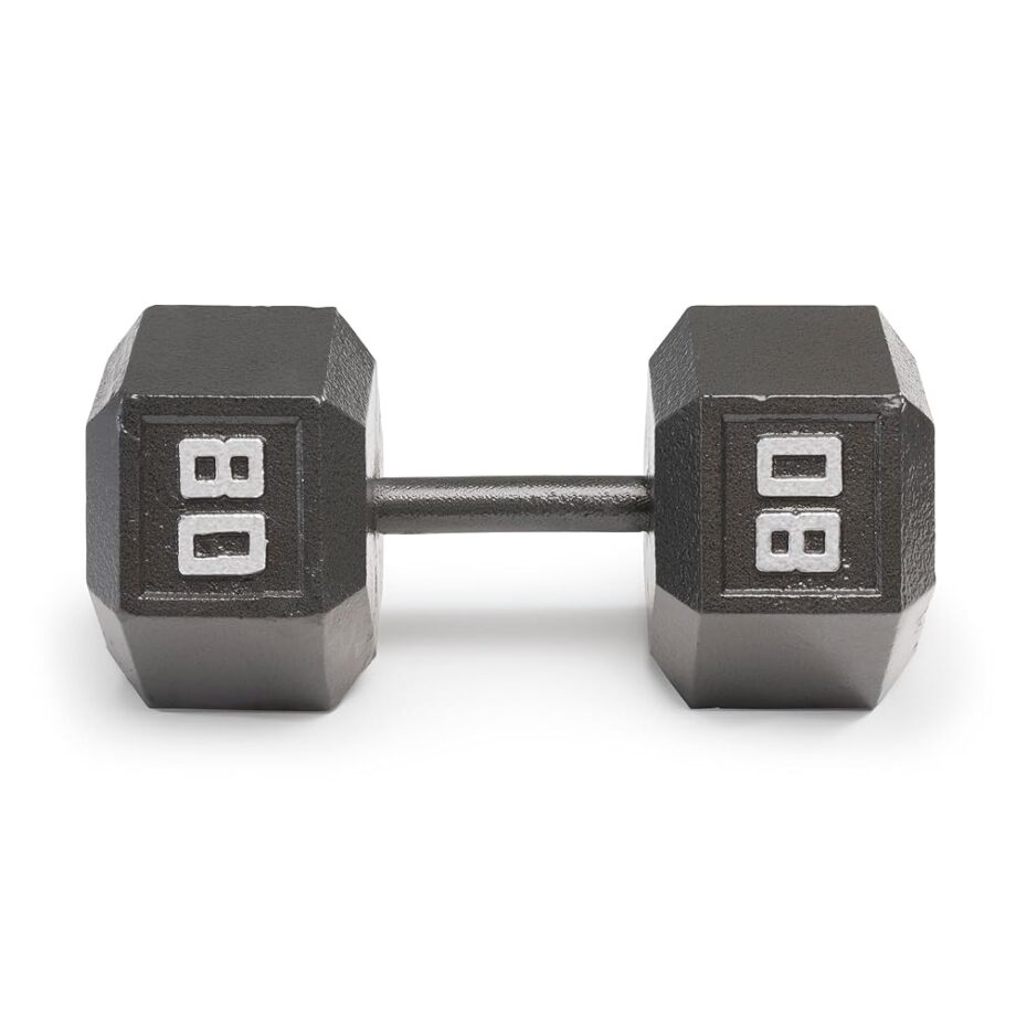 Marcy 80lb Cast Iron Hex Dumbbell, Single, IV-2080