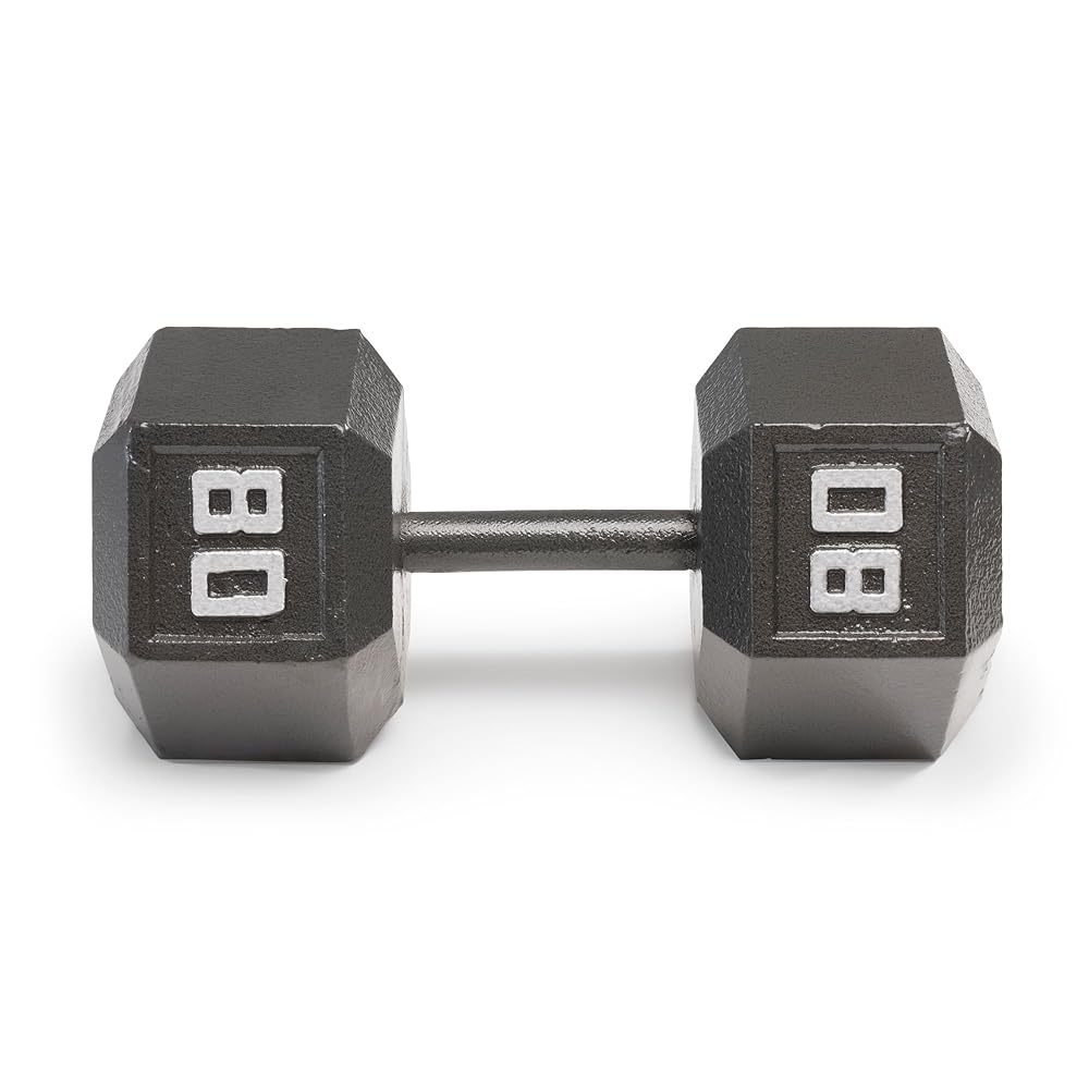 Marcy 80lb Cast Iron Hex Dumbbell, Single, IV-2080