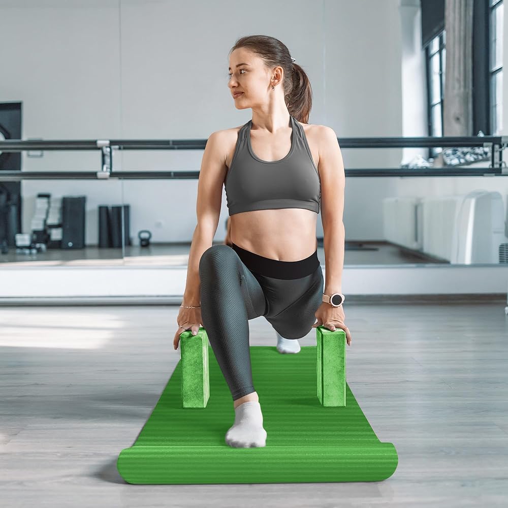 BalanceFrom 7-Piece Yoga Set with 71x24x0.5 Inches Extra Thick Mat and Carrying Sling – Includes 2 Blocks, Stretch Strap, 2 Towels, and Knee Pad for Home, Studio, and Gym Workouts