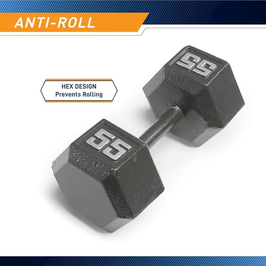 Marcy 55lb Cast Iron Hex Dumbbell, Single, IV-2055