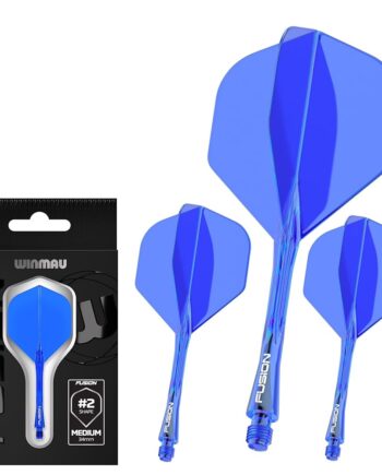 Winmau Darts Fusion Integrated Flight & Shaft System - No.2 Shape & Design - Blue Colour, Short Length