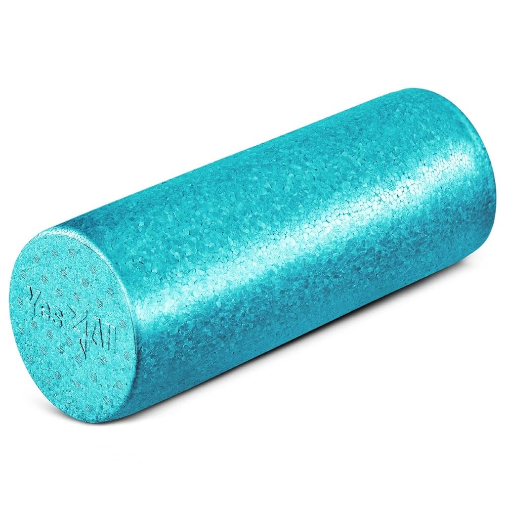 Yes4All High Density Foam Roller for Back, Variety of Sizes & Colors for Yoga, Pilates - Turquoise - 18 Inches