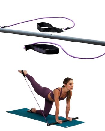 Gaiam Restore Pilates Bar Reformer Kit - Home Fitness Equipment for Total Body Workout - Includes Bar, Two 30-Inch Resistance Band Cords with Attached Foot Strap Loops - Exercise Guide Included