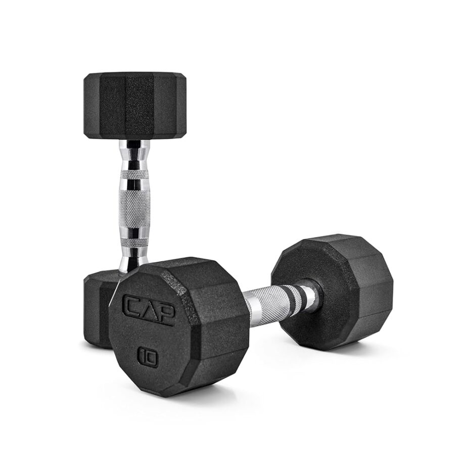 CAP Barbell 12-Sided Coated Dumbbell with Chrome Handle, Pair, 10 LB