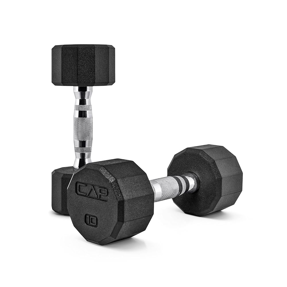 CAP Barbell 12-Sided Coated Dumbbell with Chrome Handle, Pair, 10 LB