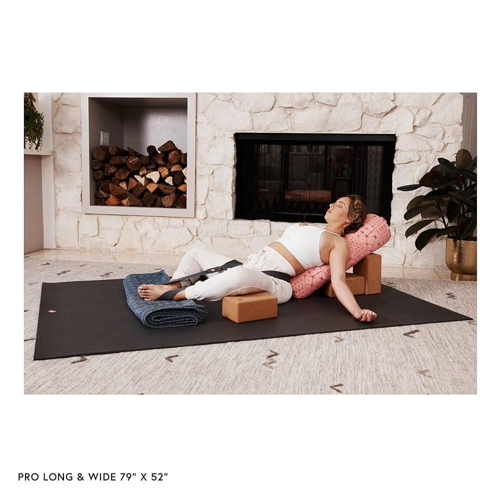 Manduka PRO Long & Wide Yoga Mat 79" - 6mm Lifetime Durability Hygienic Construction Premium Studio Quality XL for More Practice Space 79 x 52 inches Black