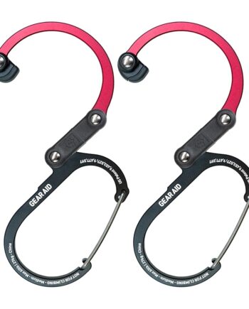 GEAR AID HEROCLIP Carabiner Gear Clip and Hook (Medium) for Camping, Backpack, and Garage Organization, Black and Red, 2 Pack