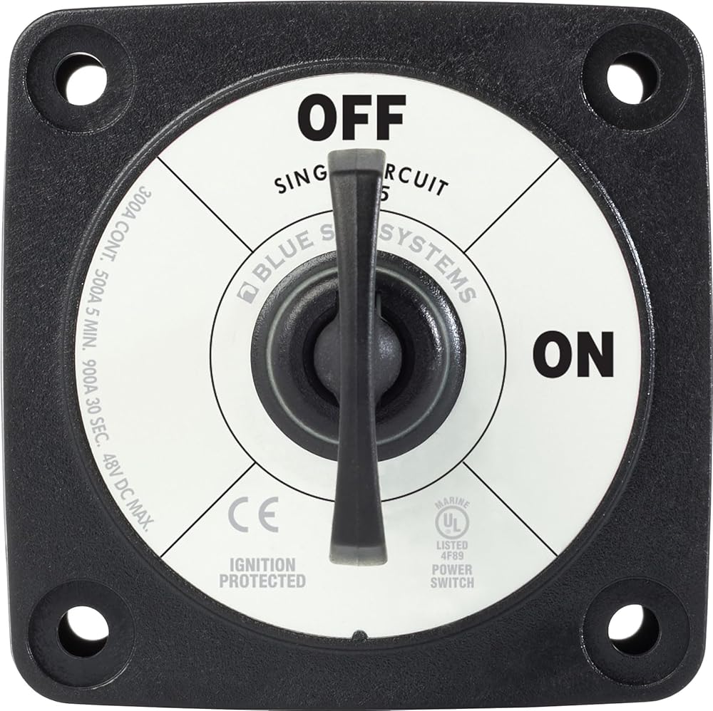 Blue Sea Systems 6005200 m-Series Battery Isolator Switch ON/OFF with Locking Key, Black