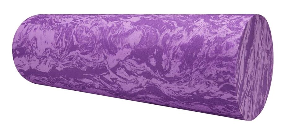 Gaiam Restore Marbled Foam Roller for Muscle Massage - 18" Muscle Massager for Stimulation - Total Body Pain Relief, Back, Neck, Foot, Calf, Leg, Arm - Deep Tissue Massager for Sore Muscles - Purple
