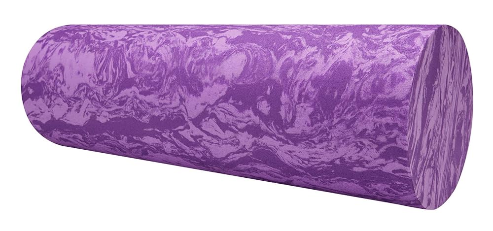 Gaiam Restore Marbled Foam Roller for Muscle Massage - 18" Muscle Massager for Stimulation - Total Body Pain Relief, Back, Neck, Foot, Calf, Leg, Arm - Deep Tissue Massager for Sore Muscles - Purple